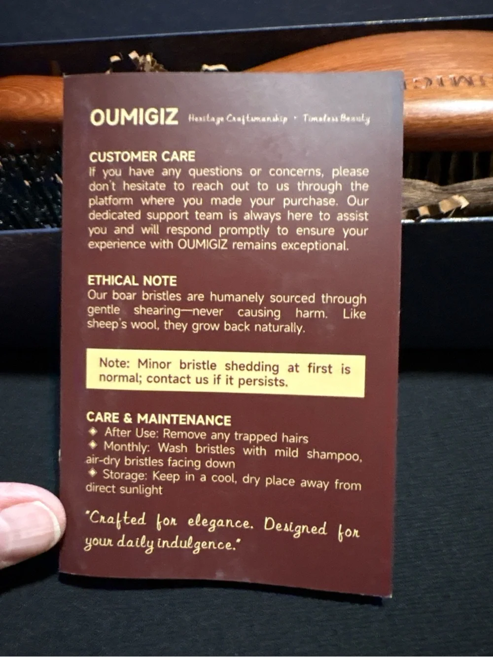 OUMIGIZ Luxury Boar Bristle Hair Brush Gift Set